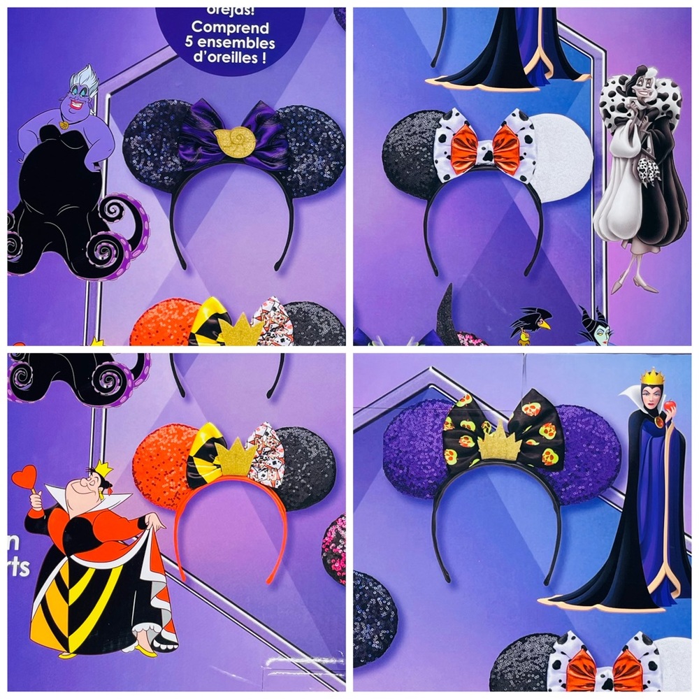 Nwt Disney villains 4 Mickey Mouse ears queen of hearts , maleficent , Ursula